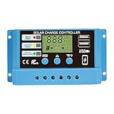 Solarladeregler, 30 A PWM Solarladeregler 12 V PV Einstellbarer LCD-Display-Regler für Life-po4 Lithium-Blei-Säure-Gel mit Zwei USB-Anschlüssen,Solar Konverter 30A Solar Ladegerät Controller (30A)