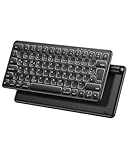 TECURS Kabellose Bluetooth Tastatur mit 3 Bluetooth Kanälen, Ultraflache Tragbare Wiederaufladbare Mini Tastatur Kabellos, Deutsches Layout QWERTZ Tastatur für Windows/Android/Mac/iOS, Schwarz