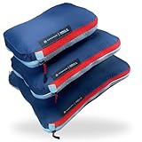 NORDKAMM® Profi-Packtaschen mit Kompression, Ultraleichtes Koffer-Organizer Set, Packing Cubes aus wasserdichtem Stoff, Packwürfel in 2 Farben, Packing Cubes Compression, Kofferorganizer in 3 Größen