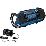 Bosch Professional 18V System Akku Baustellenradio GPB 18V-2 SC (Empfang über DAB+, Bluetooth, FM und AUX, inkl. 1x Netzteil, 1x AUX-Kabel, 1x 3V CR2032 Lithium-Knopfzellen-Batterie)