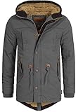 Indicode Herren Barge Winterjacke m. Kapuze & Teddyfutter | Winterparka Herrenjacke Parka Dk Grey M