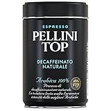 Pellini Top Decaffeinato Naturale, Koffeinfrei Gemahlener Kaffee für die Kaffeemaschine mit Karamell- und Schokoladennoten, 100% Arabica Mischung, 250g Packung