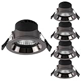 FAZRPIP 5 Pcs Led Spotlight,Recessed Baffle Trim 7W Anti Glare COB Downlight Indoor Lighting Angle Adjustable Ceiling Light Eyeball Retrofit Spotlight Opening Size: 70-85mm