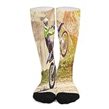 DBKGHIEDHG Lustige Socken für Männer und Frauen, Motiv: Naturhintergrund, orangefarbener Hintergrund, Geschenkideen, Motocross Motorrad Rider4, Einheitsgröße