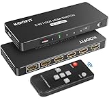 HDMI Switch Automatisch, 4K HDMI Splitter 5 in 1 Out HDMI Umschalter mit Fernbedienung, HDMI Verteiler 5 Port HDMI Selector Box Unterstützt 4K 3D HDR für TV Stick HDTV Xbox Series PS5