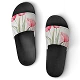 Dusche Sandalen Rosa Tulpen Blumen Badeschuhe Hausrutschen Für Männer Frauen