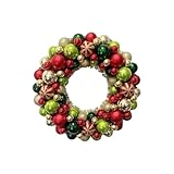 Generisch Weihnachtskranz,Weihnachtsgirlande Deko,Weihnachtskugel Weihnachtsblume Schneeflocke BeereBowknot Weihnachtsdeko Holz Weihnachtskranz Tisch