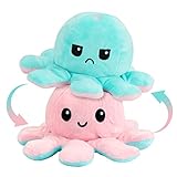 Zaloife Octopus Plüschtiere, Reversible Octopus Plush zum Wenden, Doppelseitige Flip Kuscheltier Octopus, Stofftier Octopus Spielzeug Geschenke für Kinder Mädchen Jungen Freunde