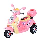 HOMCOM Elektro Kindermotorrad Elektromotorrad Kinderelektroauto Kinderfahrzeug Dreirad, 6V, Metall+PP, 108x51x75cm (Rosa+Gelb)