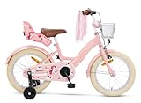 SJOEF Dolly Kinderfahrrad 16 Zoll | Kinder Fahrrad für Mädchen/Jugend | Ab 2-7 Jahren | 12-18 Zoll | inklusive Stützräder (Rosa)