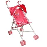 The New York Doll Collection Puppen-Buggy mit Regenschirm, mit Baldachin, Rosa