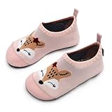 IceUnicorn Hausschuhe Kinder Atmungsaktive Pantoffeln Leicht Rutschfest Kleinkinder Hüttenschuhe Jungen Mädchen Slippers(Fuchs Rosa,32/33EU)