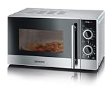 SEVERIN 2-in-1 Mikrowelle mit Grill 700 W, Grillofen mit 9 Automatikprogrammen, Mikrowelle mit Grillrost und Drehteller, silber-schwarz / Edelstahl, MW 7874