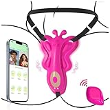 Butterfly Vibration für Frauen Klitoris, Strapon Sex Spielzeug für die Frau, Vibrator mit Fernbedienung APP, Sexspielzeug für Paare Extrem Sex Unterwäsche,YAWNSHE BDSM Auflegevibrator Vibratoren Leise