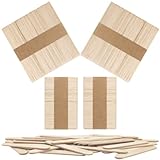 OWLKELA 200 Stück Holzstäbchen, Eisstiele aus Holz, Kombination aus Zwei Größen, Jeweils 100 Stück – 114 mm x 9 mm x 2 mm, 64 mm x 9 mm x 2 mm, Birke, Grundfarbe – Holzeisstiele, DIY