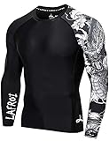 LAFROI Herren Langarm UPF 50+ Kompressionsshirt Rash Guard-CLYYB (Asymmetric Dragon,XL)