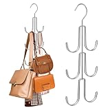 Greyoe Krawattenhalter, Gürtelhalter Kleiderschrank, Schalbügel, Hanging Bag Rack Multifunktionale Gürtel Krawatte Sling Hook Organizer für Krawatten, Schals, Tücher, Taschen, Silber