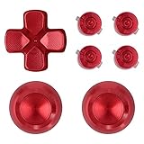 eXtremeRate Knöpfe Thumbsticks D-Pad Steuerkreuz aus Aluminium für ps4 Controller,Tasten Bundle Munition Thumbsticks Bullets Kappen Zubehör für ps4 Pro Slim(Rot)