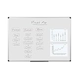 Bi-Office Magnetisches Whiteboard Maya, 90 x 60 cm, Lackierte Stahloberfläche, Trocken Abwischbar, Memoboard mit Aluminiumrahmen und Stifteablage, Magnettafel