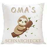 Moosono Geschenke für Oma Faultier Kissen mit Spruch Oma's SCHNARCHECKE Kissenbezüge Faultier Geschenk für Muttertag Geburtstag Weihnachten (45 * 45m, Ohne Füllung)