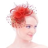 Damen Braut Feder Fascinator, Patei Blumen Kopfschmuck, Garn Braut Haarschmuck, Hochzeit Haar Clip Hut Stirnband, Haarclip Hairpin Haarband für Party Kirche Hochzeit