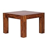 FineBuy Couchtisch 60 x 60 x 40 cm Holz Massiv, Massiver Wohnzimmertisch Quadratisch Braun, Beistelltisch Massivholz, Design Holztisch Wohnzimmer