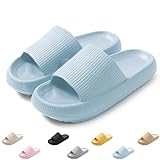 QJJQ Badeschuhe Herren Damen Cozislides Original Slippers Wolke Schlappen Super Weich Rutschfest Badelatschen Hausschuhe Sommer Pantoletten Badeschlappen Flip Flops,Blau, 40-41 EU