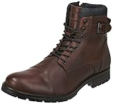 JACK & JONES Herren Jfwalbany Leather Brown Stone Biker Boots, Brown Stone, 42 EU