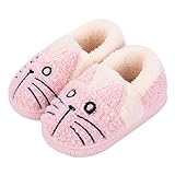 KVbabby Hausschuhe Mädchen Pantoffeln Plüsch Jungen Baumwolle Pantoffeln Kinder Wärme Katze Weiche Hausschuhe Damen Winter Cartoon Leicht Rutschfeste Slippers 25-26 EU (Etikettengröße: 18-19) Pink2