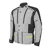 Moore Motorradjacke Okami Pro 12 Monate, 3 Schichten, wasserdichte Membran, herausnehmbares Thermofutter, Protektoren EN1621-1:2012, CE Level 2 (IT, Text, S, Regular, Standard, Schwarz – Grau),