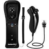 TechKen Controller für Wii mit Motion Plus und Wii Nunchuck Controller Wii Fernbedienung Nunchuk Kontroller Wii Vernbedinung Remote Plus Controller Ersatz für Wii/Wii U Konsole (Black)