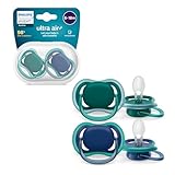 Philips Avent ultra air Schnuller – Leichte, atmungsaktive Schnuller für Babys im Alter von 6–18 Monaten, BPA-frei mit Transportbehälter als Sterilisator, 2er-Pack, Modell SCF085/31