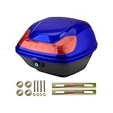 Motorradkoffer, universelles Motorrad-Topcase, wasserdichtes Motorrad-Heckcase mit Lichtern, Rückenlehnenschloss für Roller, Moped, Rückseite mit Rückenlehne, abschließbares Motorrad-Topcase Blue