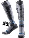 WEIERYA Skisocken Herren,Thermische Gepolsterte Ski Socken für Skifahren,Snowboarden,Outdoor Wintersport,Grau 2 Paar (41-44)