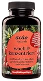 acáo Naturals wach & konzentriert mit Extrakten aus Mate, grünen Kaffeebohnen und Guaraná - Nahrungsergänzungsmittel mit Fokus-Komplex mit Vitaminen, Mineralstoffen und sekundären Pflanzenstoffen.