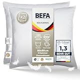 BEFA NATUR Made in Germany 3-Kammer-Kissen 80x80 cm aus 90% Daunen und 10% Federn, Allergiker geeignet (Nomite), Öko-Text 100 Klasse 1 Zertifiziert, EN Standart 12934, Downpass (2 Stück)