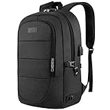 AMBOR Laptop Rucksack Herren mit USB-Ladeanschluss Rucksack Damen Anti-Diebstahl Rucksack für 17,3 Zoll Laptop Schulrucksack Multifunktion Business Notebook Tasche Wasserdicht Schwarz