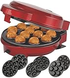 Epig 3-in-1 Cake Maker Donut-, Muffin-,Cup- und Popcake-Maker 3 auswechselbare Backplatten, Rot Metallic,700 Watt,antihaftbeschichtet, 80000732