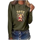 Damen Pullover Langarmshirt Damen 2023 Kaninchen Bedruckt Rundhalsshirt Bluse Shirt Langarm Casual Tunika Oberteile Tops