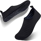 FELOVE Badeschuhe Wasserschuhe Strandschuhe Surfschuhe Barfuß Schuhe,Breathable Schwimmschuhe Hausschuhe Yoga Schuhe für Wassersport für Damen Herren, Schwarz.TW 42/43