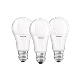 Osram LED Base Classic A Lampe, in Kolbenform mit E27-Sockel, nicht dimmbar, Ersetzt 100 Watt, Matt, Warmweiß - 2700 Kelvin, 3 Stück (1er Pack)