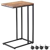 Casaria® Beistelltisch mit Rollen 50x35x70cm C Form Holz Metall Modern 40kg Belastbarkeit Wohnzimmer Schlafzimmer Sofatisch Kaffeetisch Nachttisch Schwarz