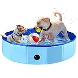 Hundeplanschbecken, 100 x 30 cm, Hundepool, Faltbarer Haustier-Schwimmbecken, Blauer Hundepolsterpool, tragbar für Hundebad, tragbare PVC-Hundebäder für große Hunde, Garten, Terrasse, Badezimmer