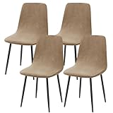 Alishomtll Stretch Samt Stuhlhussen 4er/6er Set Velvet Stuhlbezug Universal für Eames Chair Esszimmerstühle Bezug Abnehmbare Waschbarer Stühle Schutz für Küche Bankett Hochzeit Party (Kamel, 4pcs)