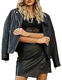 Giolshon Damen Lederjacke Kunstleder Bikerjacke Frühling Herbst Beiläufig Weiche Kurz Mantel 53 Schwarz XL