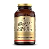 SOLGAR® OMEGA 3-6-9 | Ausgewogenes Verhältnis von Omega-3-, 6- und 9-Fettsäuren aus Leinsamen-, Borretsch- und Fischöl | 120 Softgel-Kapseln für 40 Tage