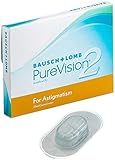 Bausch + Lomb PureVision2 for Astigmatism Monatslinsen, torische Kontaktlinsen, weich, 3 Stück BC 8.9 mm / DIA 14.5 / CYL -2.25 / Achse 20 / -0.5 Dioptrien