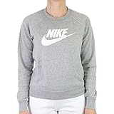 Nike Damen Rundhalsshirt Sportswear Essential, Dark Grey Heather/White, L, BV4112-063