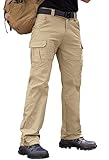 Vthereal Cargohose Herren Baumwolle Outdoorhose mit 7 Taschen Männer Arbeitshosen Chino Taktische Ranger Hose für Jagd Wandern, Khaki, XL