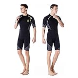 Herren Shorty Neoprenanzüge, 3 mm, Premium-Neopren, Reißverschluss hinten, Tauch-Nassanzug für Speerfischen, Schnorcheln, Surfen, Kanufahren, Tauchen, Größe L